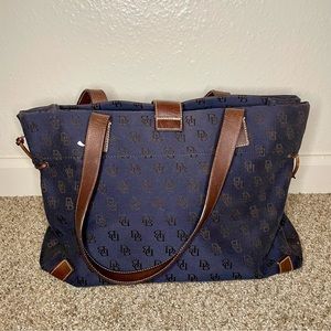 Dooney & Bourke Blue and Brown Geometric Shoulder Bag